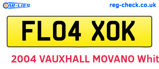 FL04XOK are the vehicle registration plates.