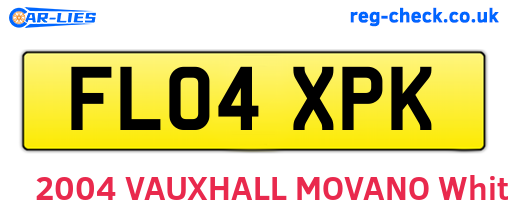 FL04XPK are the vehicle registration plates.
