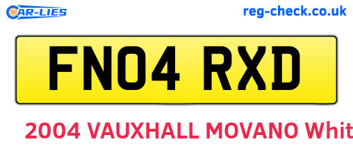 FN04RXD are the vehicle registration plates.