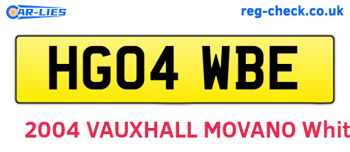HG04WBE are the vehicle registration plates.