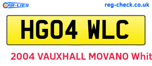 HG04WLC are the vehicle registration plates.