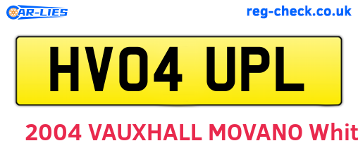 HV04UPL are the vehicle registration plates.
