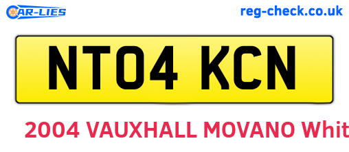 NT04KCN are the vehicle registration plates.