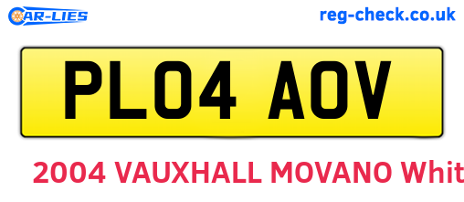 PL04AOV are the vehicle registration plates.
