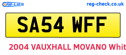 SA54WFF are the vehicle registration plates.