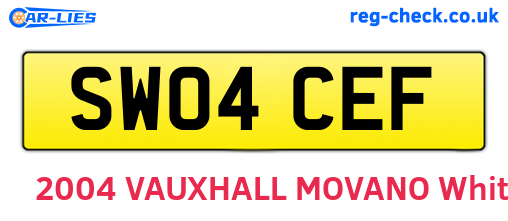SW04CEF are the vehicle registration plates.
