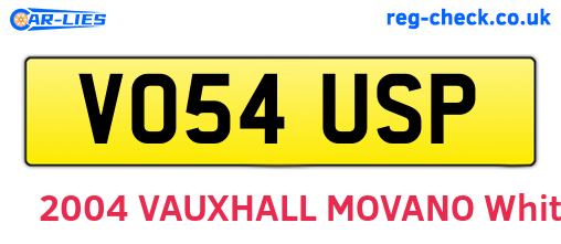 VO54USP are the vehicle registration plates.