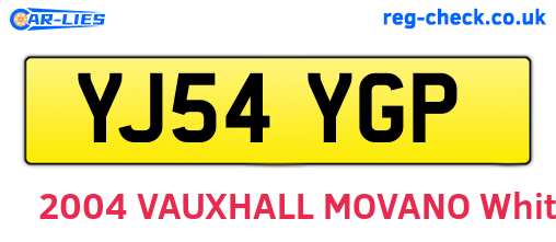YJ54YGP are the vehicle registration plates.