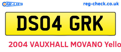 DS04GRK are the vehicle registration plates.
