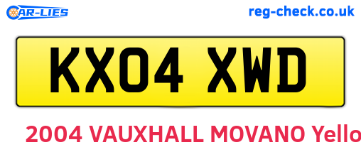 KX04XWD are the vehicle registration plates.