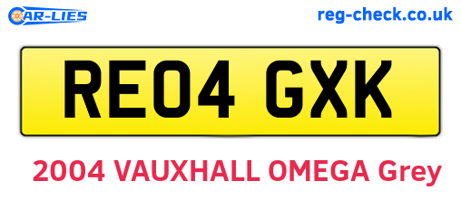 RE04GXK are the vehicle registration plates.