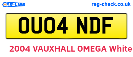 OU04NDF are the vehicle registration plates.