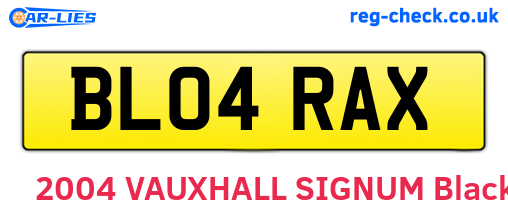 BL04RAX are the vehicle registration plates.