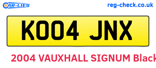 KO04JNX are the vehicle registration plates.