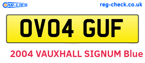 OV04GUF are the vehicle registration plates.