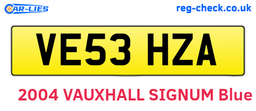 VE53HZA are the vehicle registration plates.