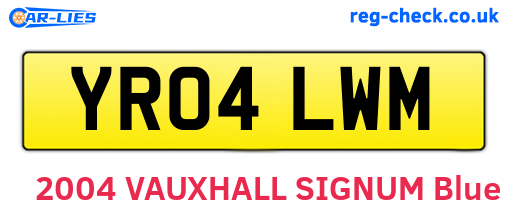 YR04LWM are the vehicle registration plates.