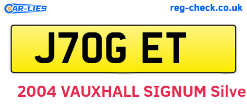 J70GET are the vehicle registration plates.