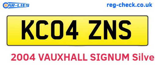 KC04ZNS are the vehicle registration plates.