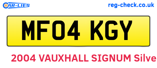 MF04KGY are the vehicle registration plates.