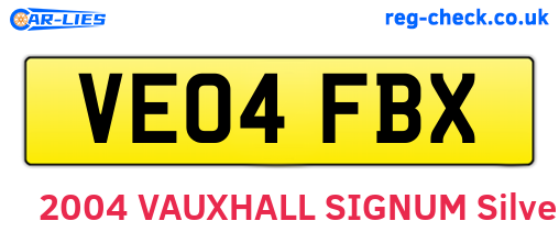 VE04FBX are the vehicle registration plates.