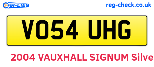 VO54UHG are the vehicle registration plates.