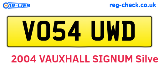 VO54UWD are the vehicle registration plates.