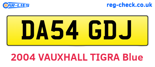 DA54GDJ are the vehicle registration plates.
