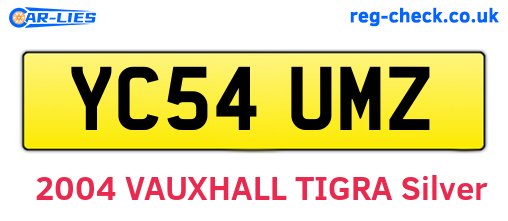 YC54UMZ are the vehicle registration plates.