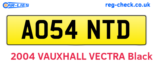 AO54NTD are the vehicle registration plates.