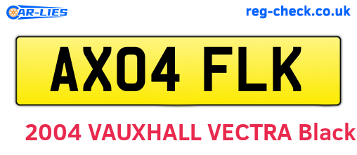 AX04FLK are the vehicle registration plates.
