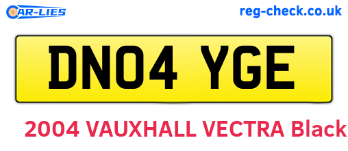 DN04YGE are the vehicle registration plates.