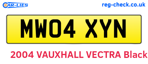 MW04XYN are the vehicle registration plates.