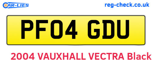 PF04GDU are the vehicle registration plates.