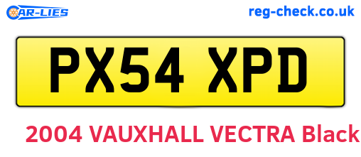 PX54XPD are the vehicle registration plates.