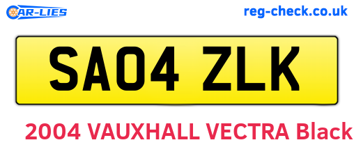 SA04ZLK are the vehicle registration plates.
