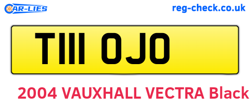 T111OJO are the vehicle registration plates.