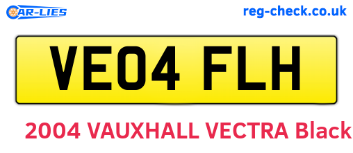 VE04FLH are the vehicle registration plates.
