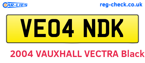 VE04NDK are the vehicle registration plates.