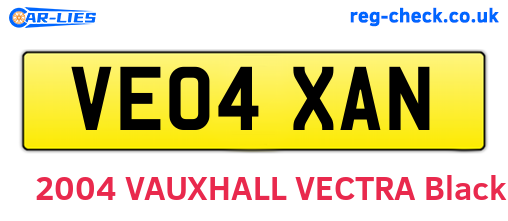 VE04XAN are the vehicle registration plates.
