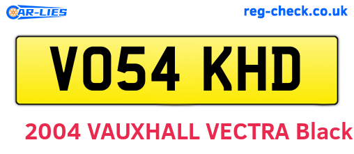VO54KHD are the vehicle registration plates.