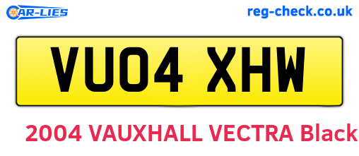 VU04XHW are the vehicle registration plates.