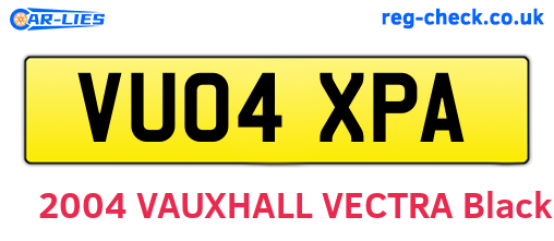 VU04XPA are the vehicle registration plates.