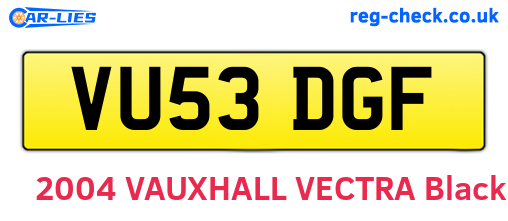VU53DGF are the vehicle registration plates.