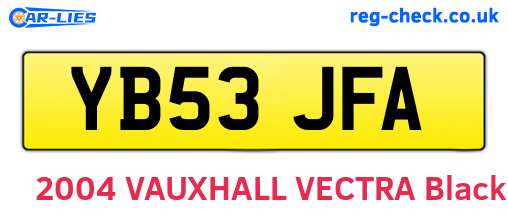 YB53JFA are the vehicle registration plates.