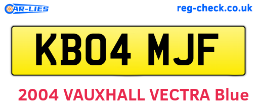 KB04MJF are the vehicle registration plates.