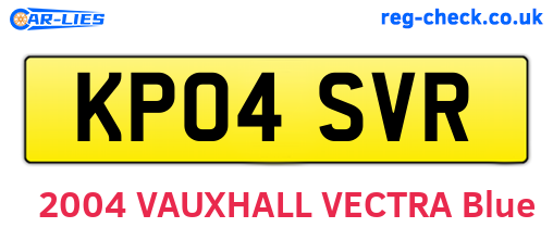 KP04SVR are the vehicle registration plates.