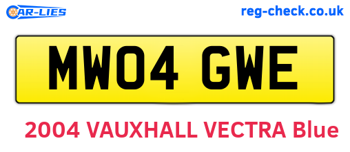 MW04GWE are the vehicle registration plates.