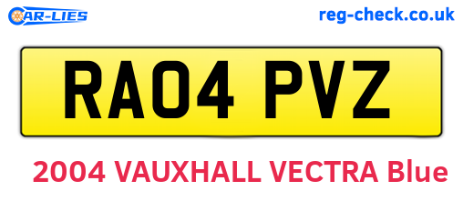 RA04PVZ are the vehicle registration plates.