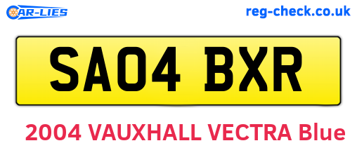 SA04BXR are the vehicle registration plates.
